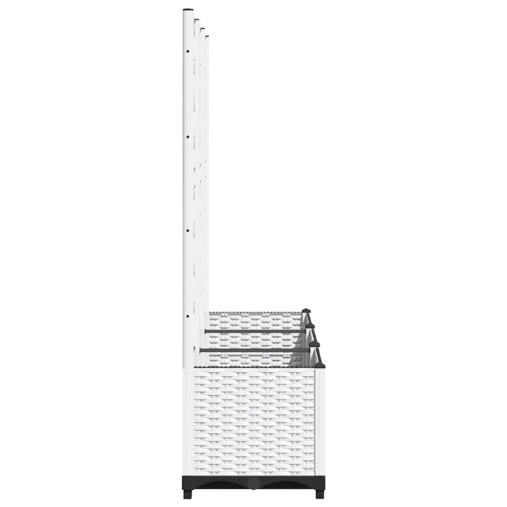Fioriera | Cassetta per fiori | Vaso da Giardino con Graticcio Bianco 120x40x136 cm PP