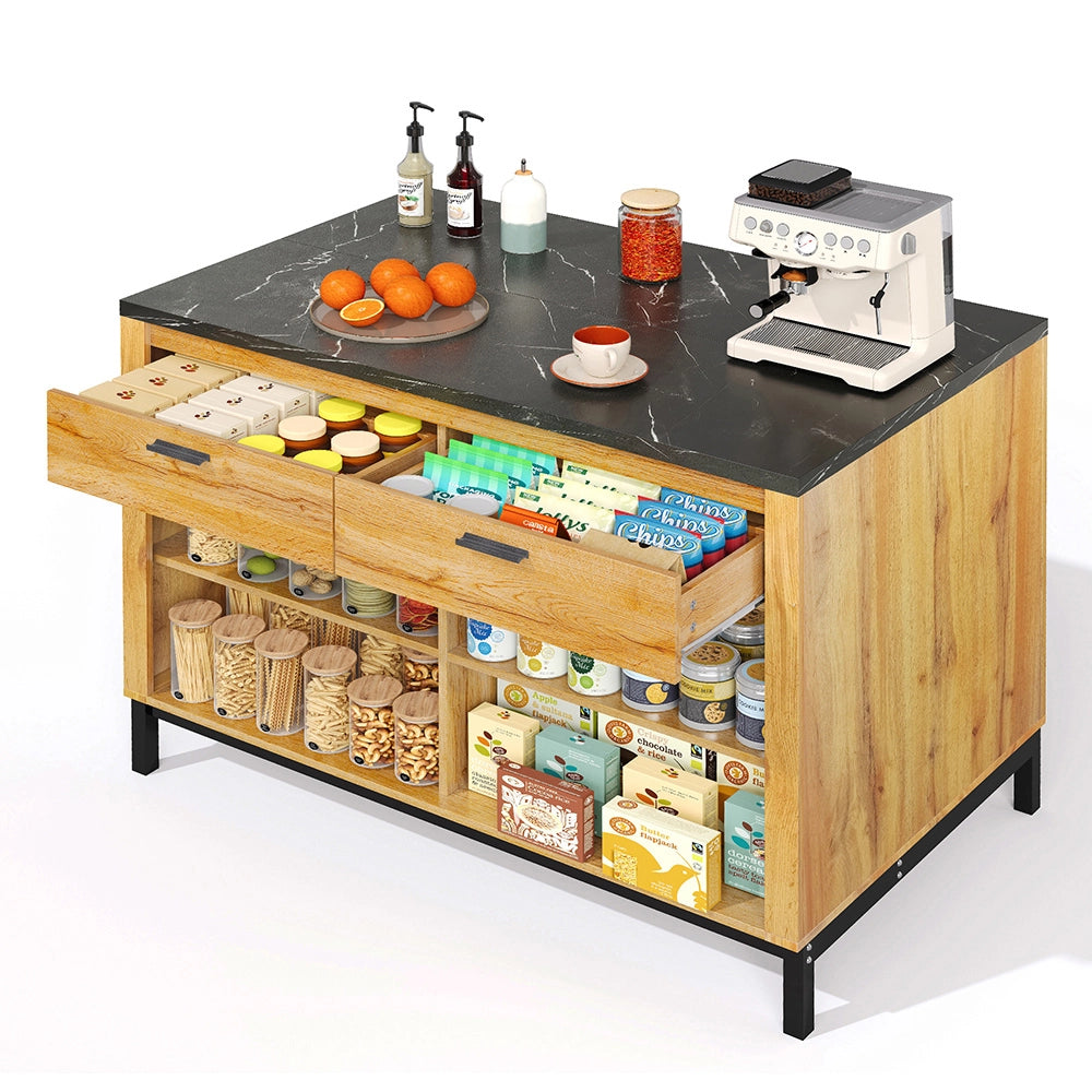 Isola cucina rustica - Xylo - 120x75x90cm 2 cassetti marmo