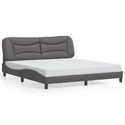 Letto matrimoniale | Letto per adulti | Giroletto senza Materasso Hvar Grigio 180x200 cm in Similpelle