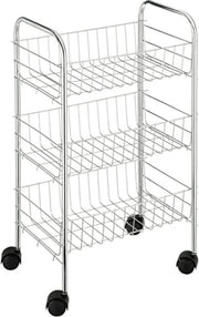 Trolley da cucina a tre livelli - 4 ruote - 38x63x25 cm - metallo verniciato in acciaio inox