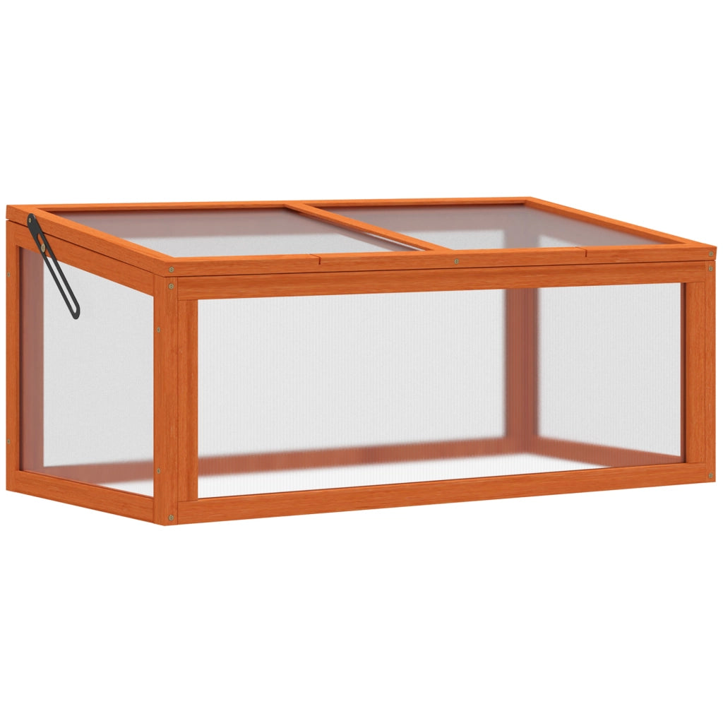 Serra a telaio freddo con copertura, resistente alle intemperie, realizzata in legno e policarbonato, arancione, 90x46x40 cm