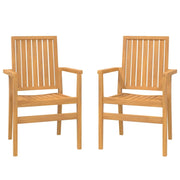 Sedie da Giardino Impilabili 2 pz | Sedie da Esterno 56,5x57,5x91 cm Massello Teak