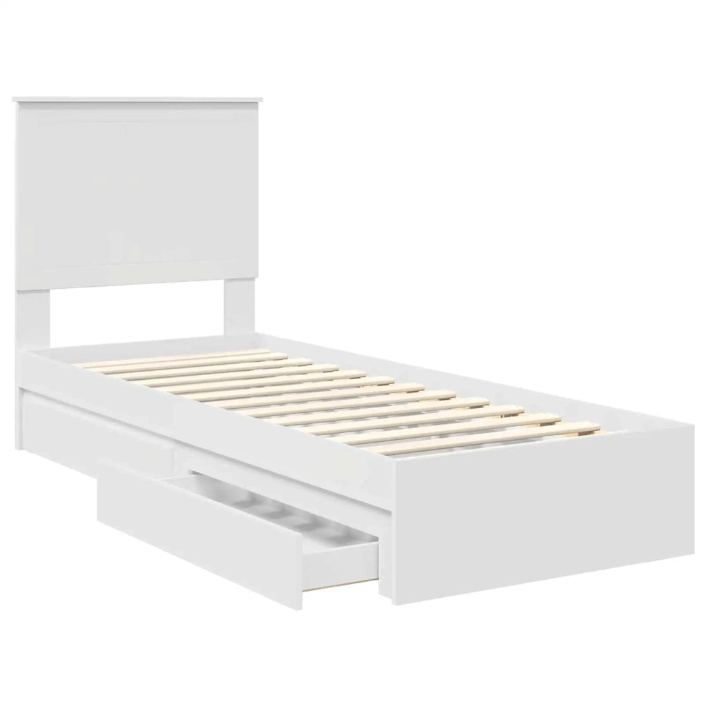 Letto con Contenitore Bianco 75 x 190 cm Legno multistrato