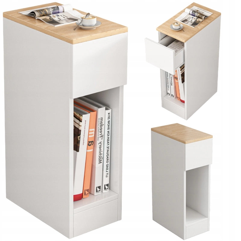 Comodino con cassetto stretto tavolino con ripiano moderno loft camera da letto 60 cm