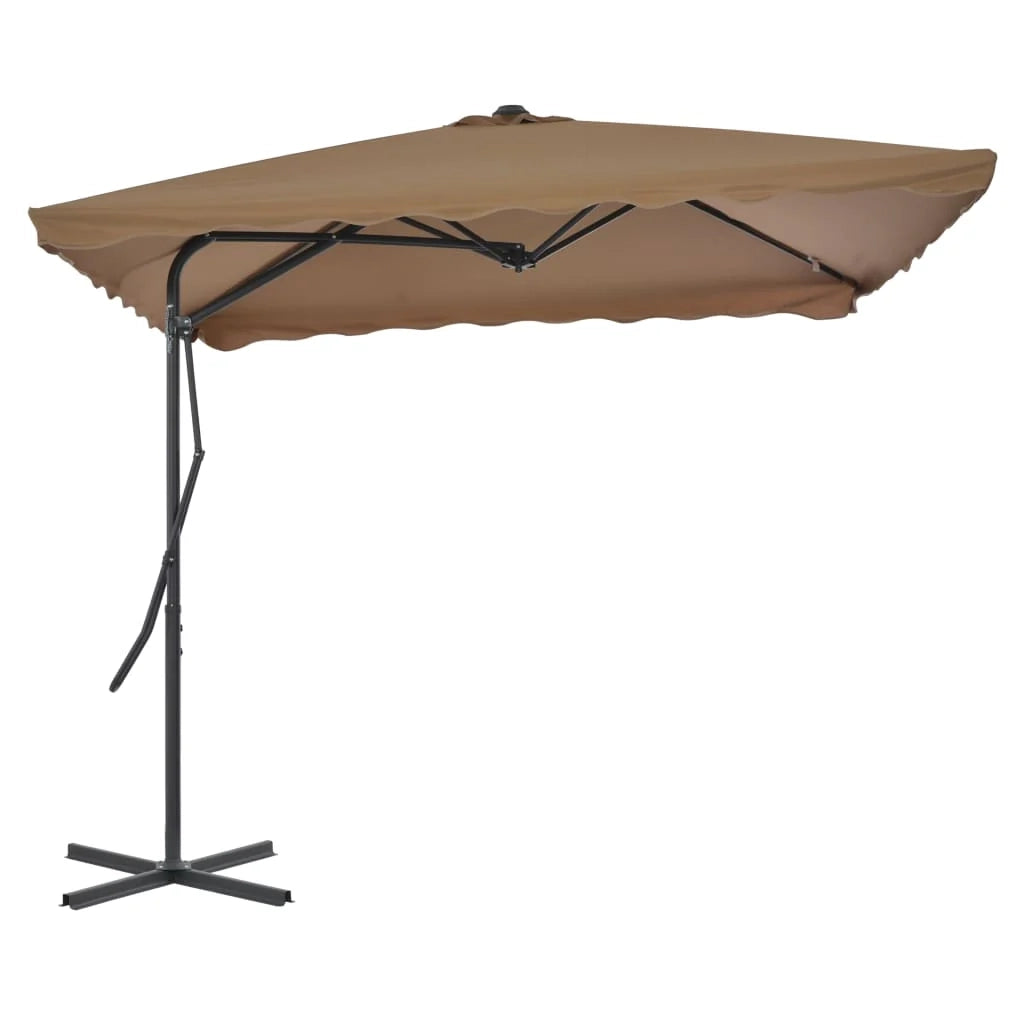 Ombrellone da esterno con palo in acciaio 250 x 250 cm tortora 02_0008273