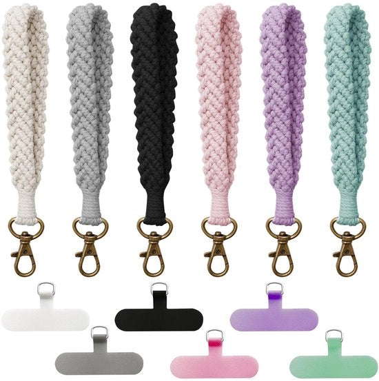 Cinturino per telefono in macramé - catena anti-perdita - regolabile - accessorio moda con colore