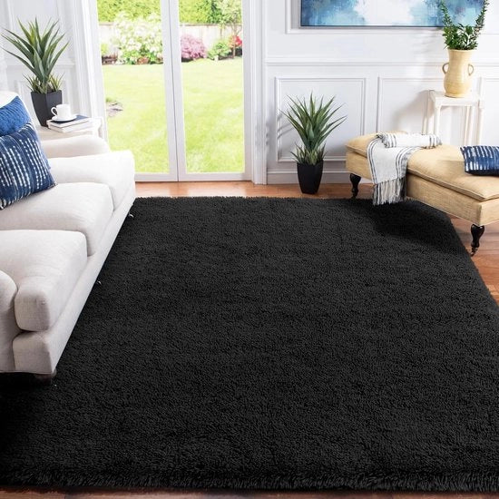 Tappeto da pavimento alta densità - moderno e soffice - 1 pezzo - nero - 160 x 230 cm