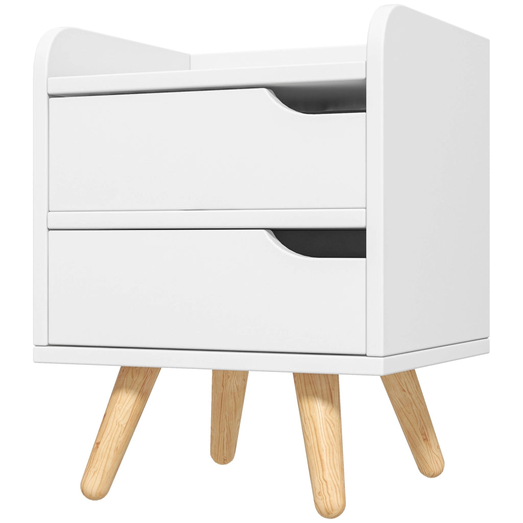 Comodino Moderno con 2 Cassetti ¨C zephmum ¨C Bianco Legno 33x28x42cm
