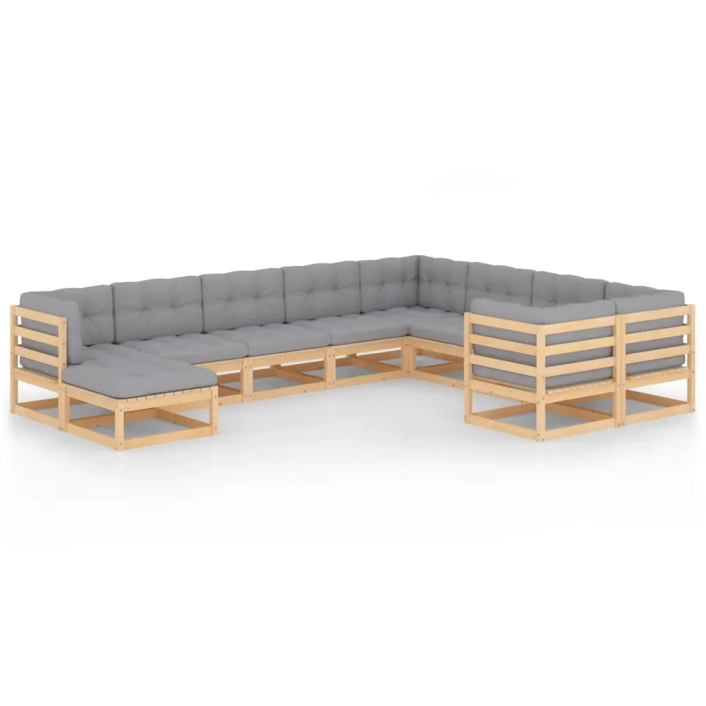 Set Divani da Giardino 10 pz con Cuscini Legno Massello di Pino cod mxl 54140