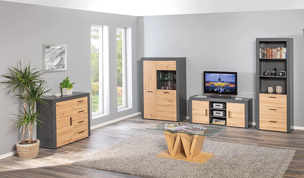 LIBRERIA SCAFFALE CORBETO MOBILE CASA UFFICIO ANTRACITE ROVERE 68.6x41.6x190CM