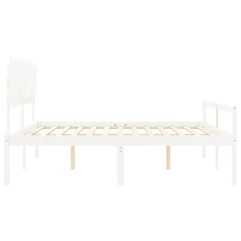 Letto matrimoniale | Letto per adulti | Letto per Anziani con Testiera Bianco 200x200 cm Legno Massello