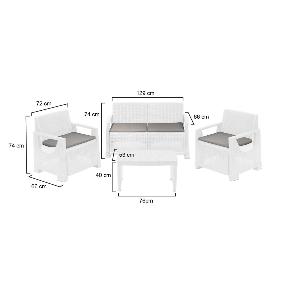 Salottino Outdoor Covo, set Salotto da Esterno 4 Posti Made in Italy, Bianco