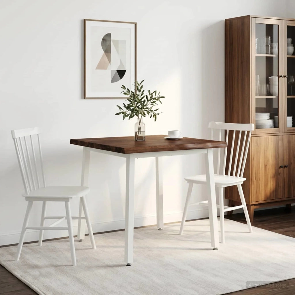 70 x 70 x 75 cm Legno di Acacia Massello Marrone scuro e Bianco 937482