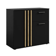 Comò VARIA - 2 porte e 1 cassetto - Design moderno color nero e quercia artigianale