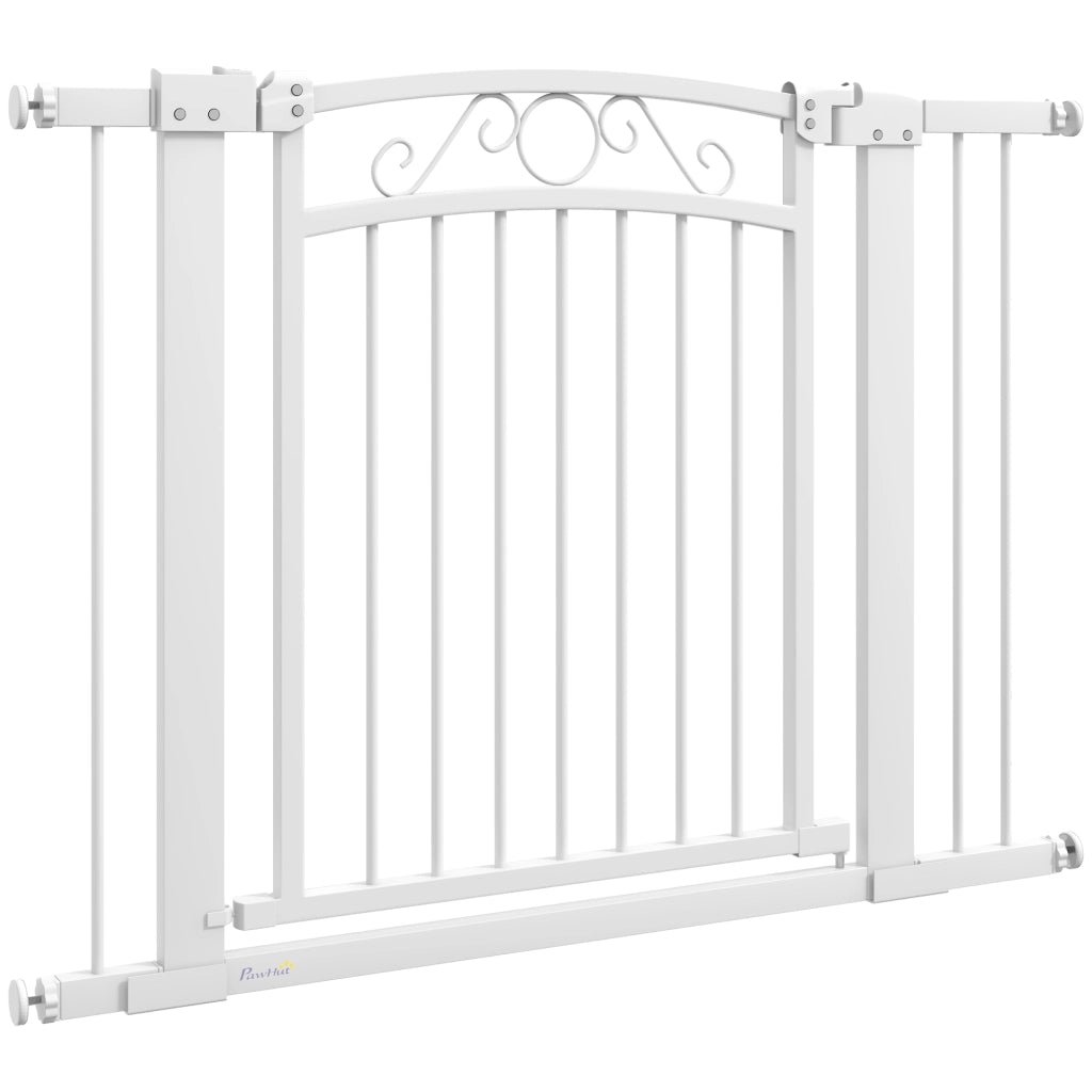 Porta per Cani Regolabile 76-104 cm con Estensioni ¨C Zephmum ¨C Bianco
