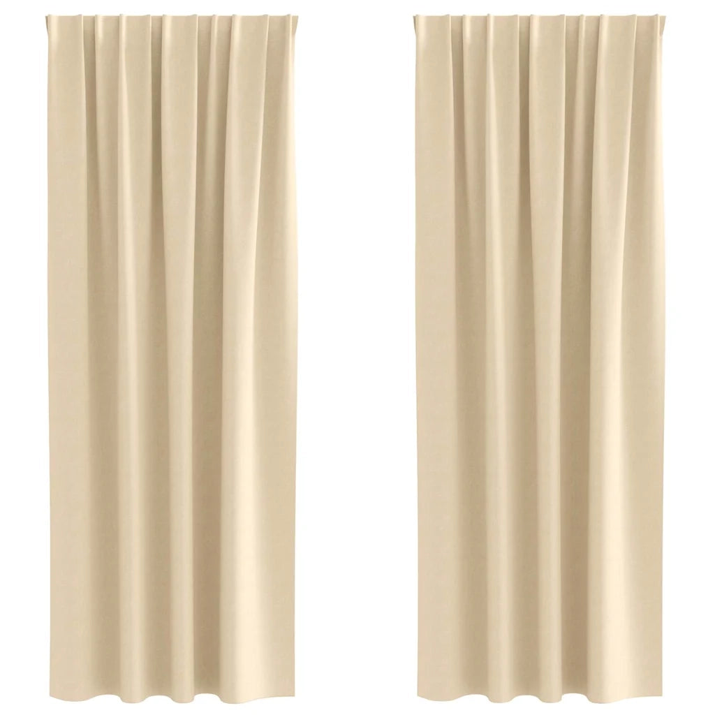 Tende Blackout con Anelli 2 pcs Crema 245 x 140 cm Poliestere 4107486