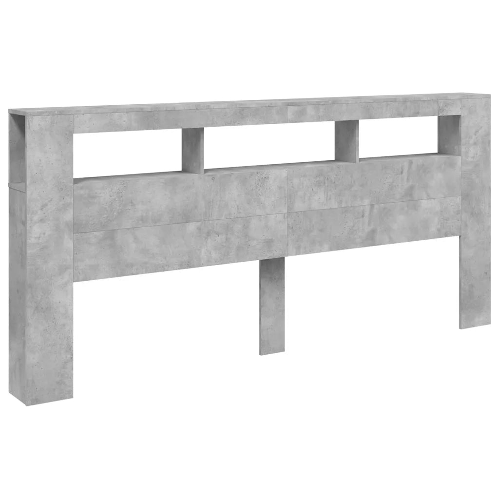 Testiera LED-Testata del letto Grigio Cemento 220x18,5x103,5 cm Legno Multistrato