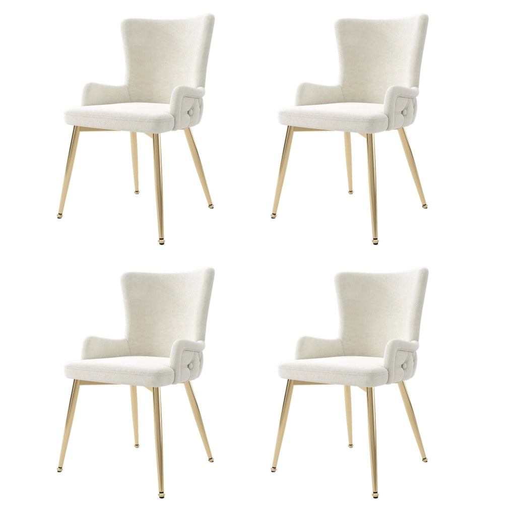 SEDIA da pranzo in velluto beige Set da 4 pezzi con gambe in metallo