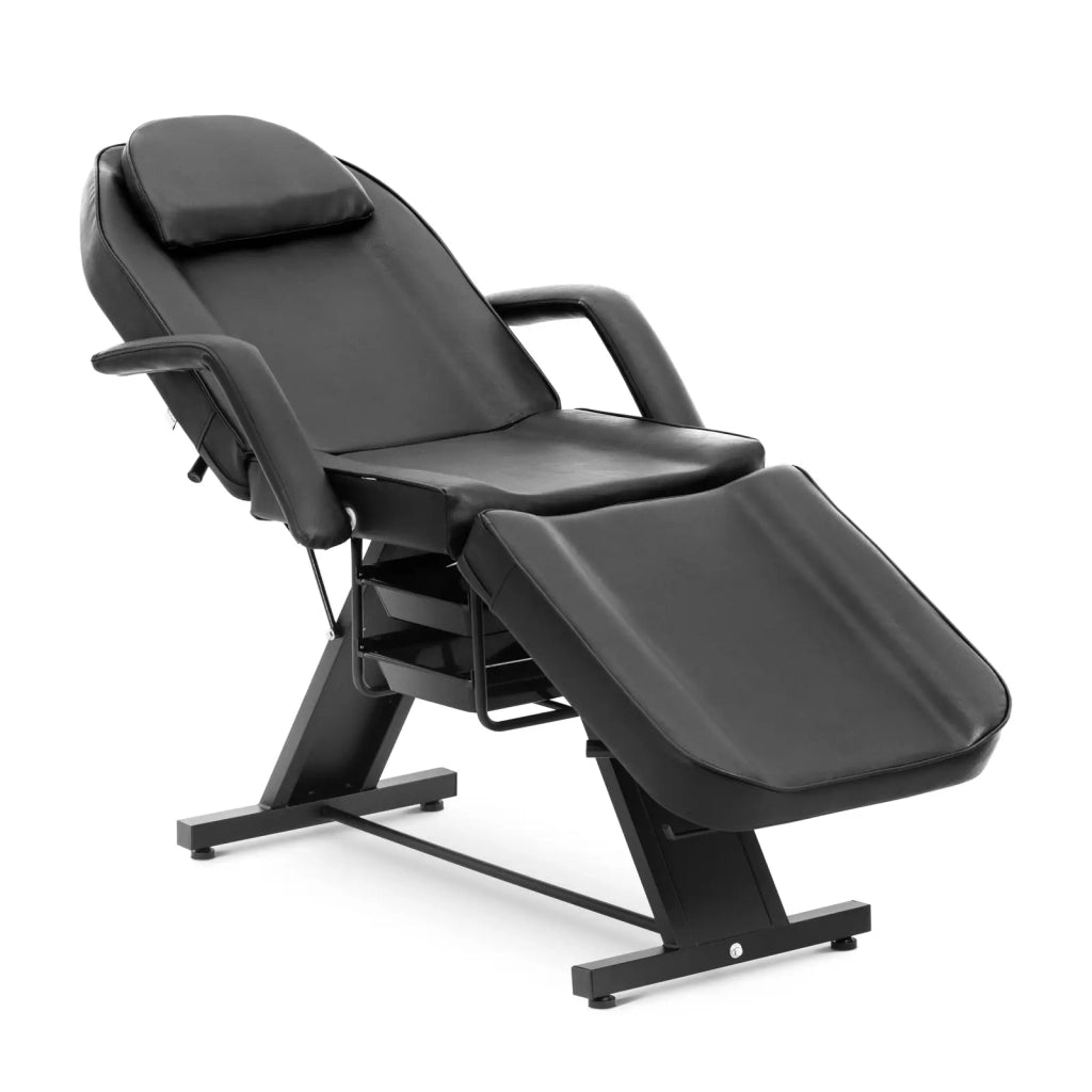 Poltrona estetica professionale 200 kg acciaio inox PVC nero 14_0008994