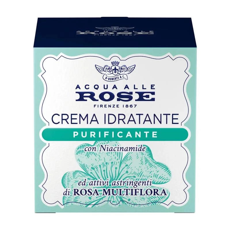 ACQUA ALLE ROSE CREMA IDRATANTE PURIFICANTE CON NICIANAMIDE ED ATTIVI ASTRIGENTI DI ROSA MULTIFLORA 50 ML