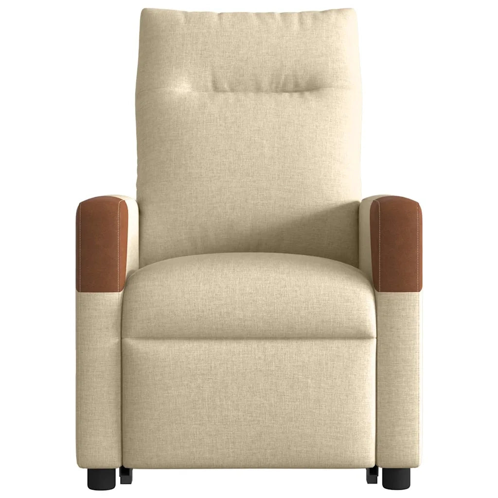 Poltrona Alzapersona Reclinabile Elettrica Crema in Tessuto 3324026