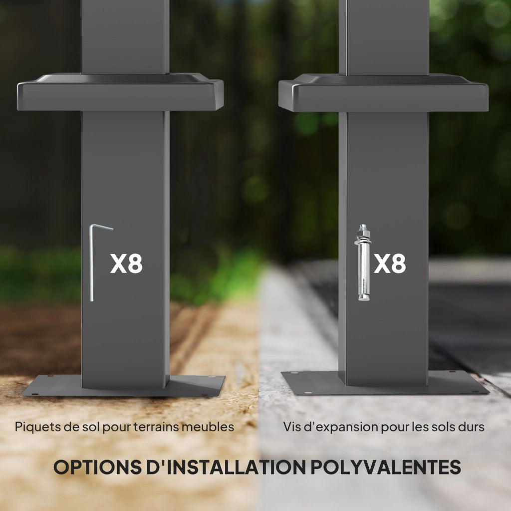 Pergola R¨¦tractable 3x3m ¨C zephmum ¨C Grigio, Polyester, 300x300x250 cm