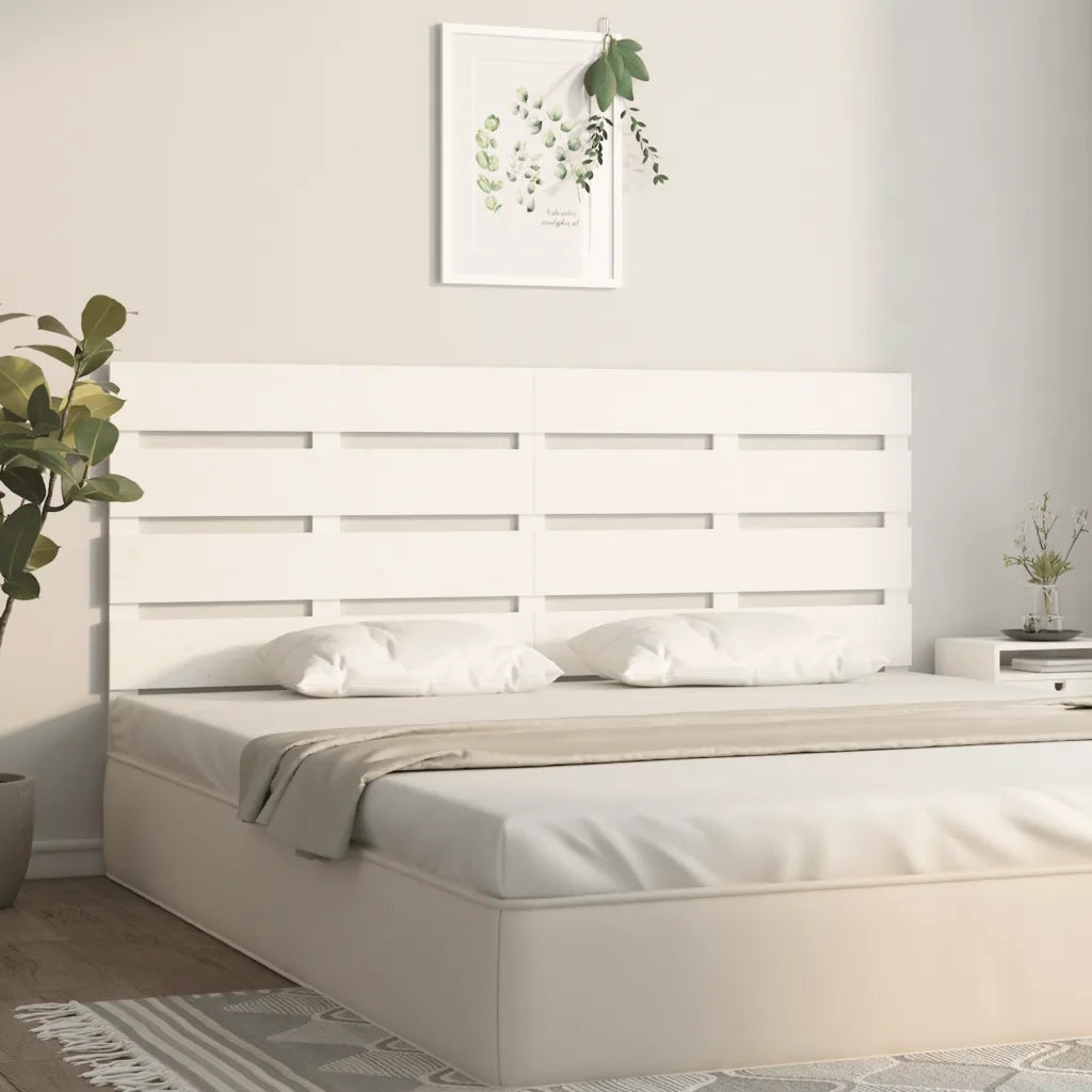 Testiera | Testata per Letto Bianca 140x3x80 cm in Legno Massello di Pino