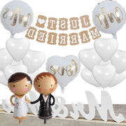Set di decorazioni per matrimoni di 29 pezzi - Decorazioni per "Sposi" - Figure di sposi Mr e Mrs - Palloncini al helium - Matrimonio civile - Festa di nozze - Decorazioni bianche.