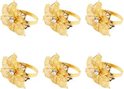 Set di servizio a forma di fiore - 6 pezzi - Metallico - Durevole - Faux strass - Accessori decorativi da tavola