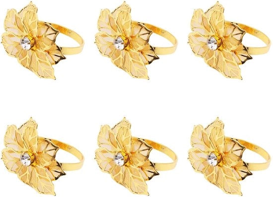 Set di servizio a forma di fiore - 6 pezzi - Metallico - Durevole - Faux strass - Accessori decorativi da tavola