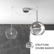 SOSP. BIANCO SPOSTABILE 3 LUCI VETRI (GRANDE CR + MEDIO TR + PICCOLO CR) 1155BI-S3 S MIX-TC
