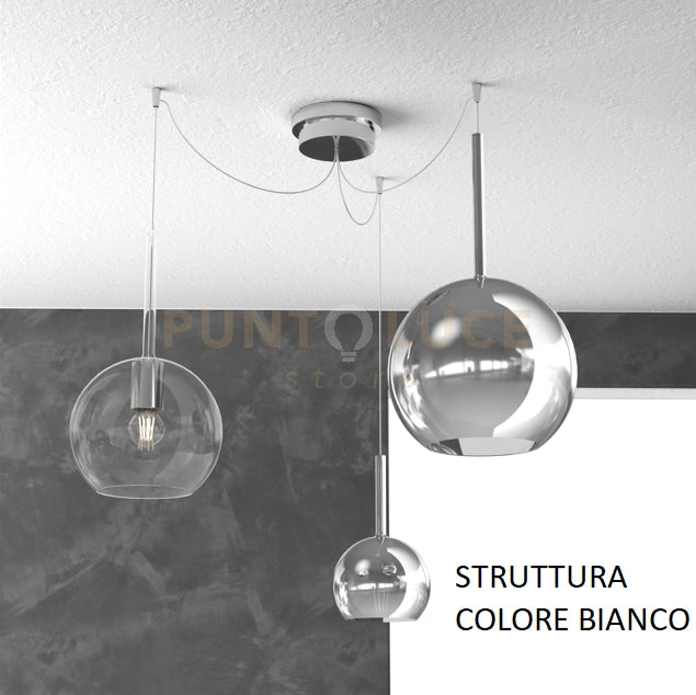 SOSP. BIANCO SPOSTABILE 3 LUCI VETRI (GRANDE CR + MEDIO TR + PICCOLO CR) 1155BI-S3 S MIX-TC
