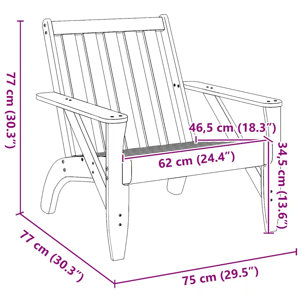 Sedia Adirondack da Giardino Bianca Legno Massello di Pino