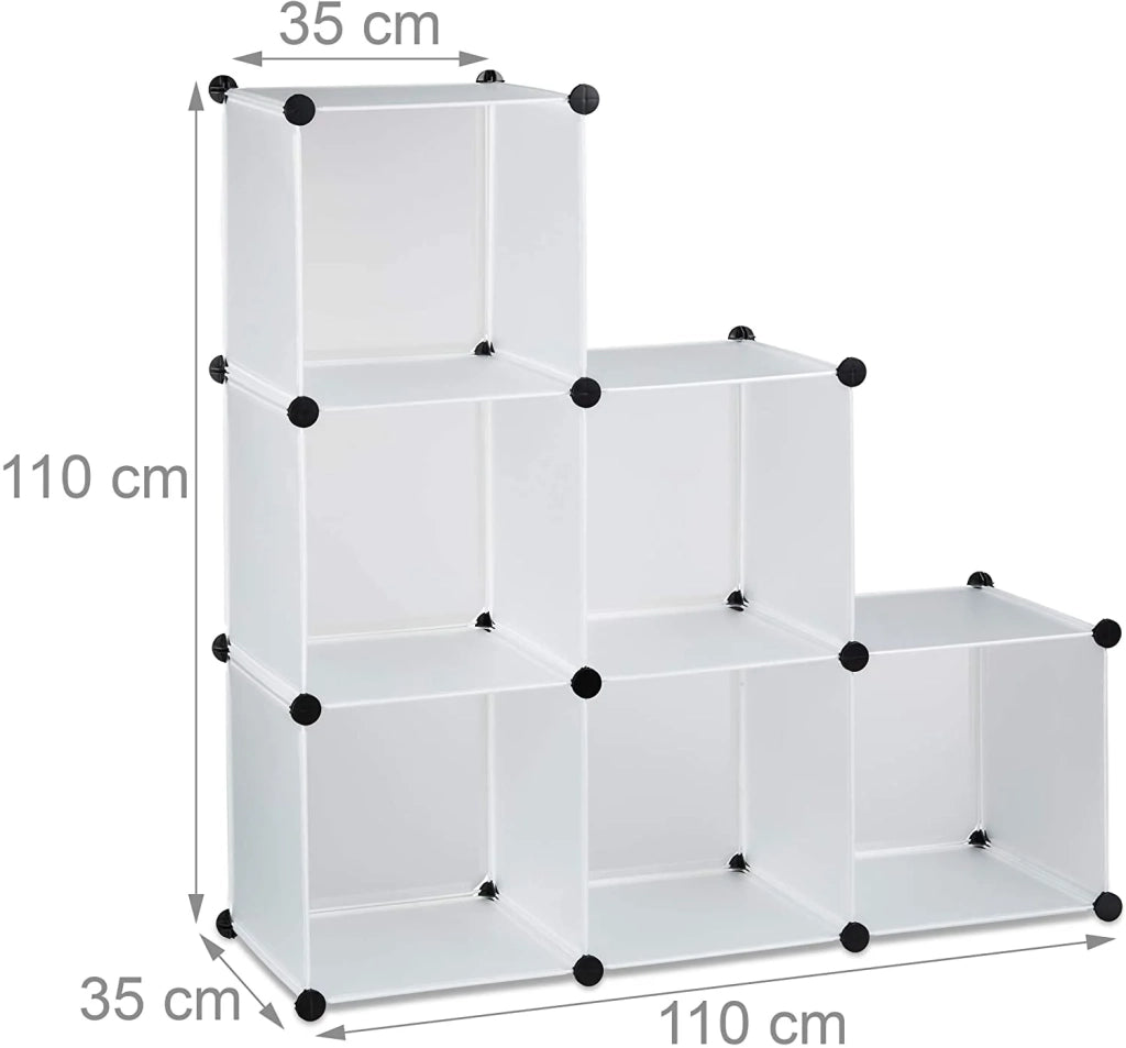 Scaffale a 6 scomparti libreria divisorio per ambienti bianco 13_0001140