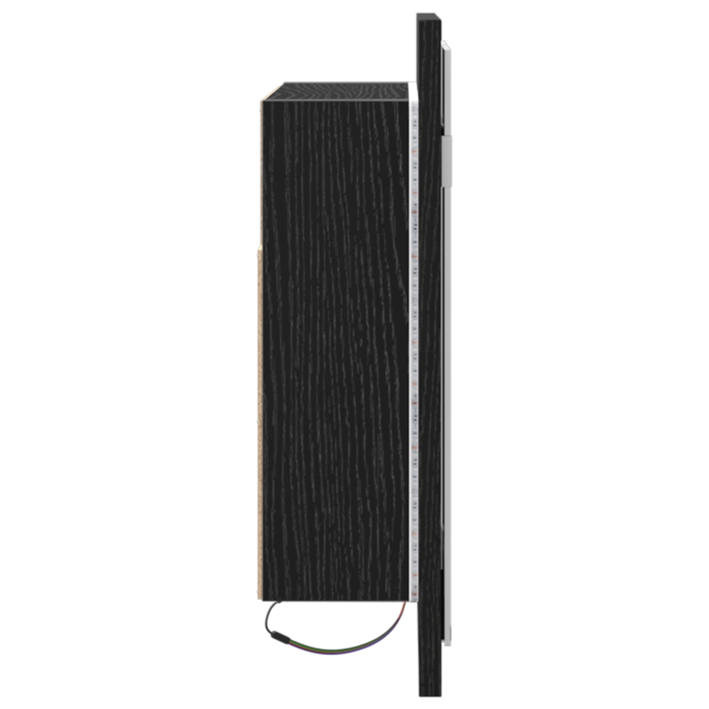 Armadio da bagno LED  Nero Rovere 60x12x45 cm in legno ingegnerizzato