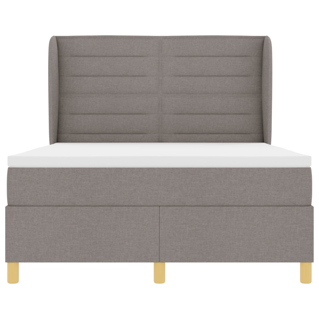 Letto Box Spring con Materasso Tortora 140x190 cm Tessuto