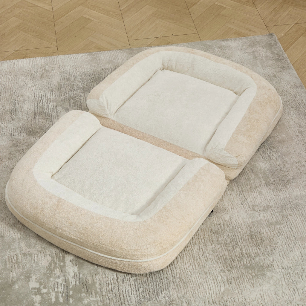 Poltrona a dondolo reclinabile beige con poggiapiedi estraibile