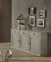 Credenza madia buffet Shabby chic 3 ante mod idea grigio anticato con maniglie quadrate