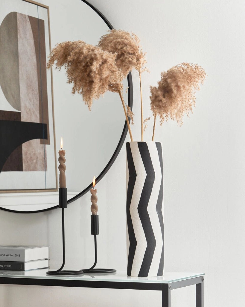 Vaso di fiori Bianco e nero Gres Decorazione per interni Pezzo di design moderno Impermeabile