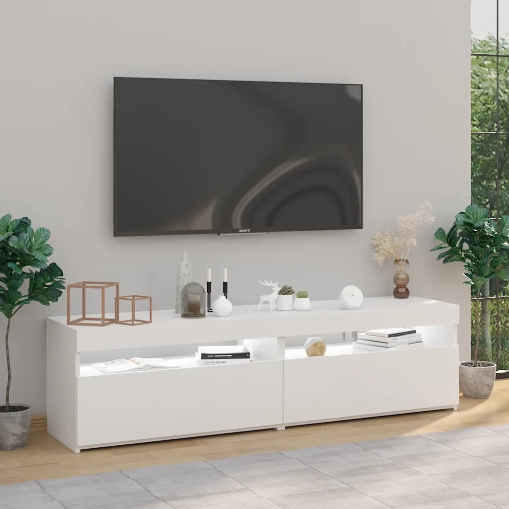 Mobili Porta TV con Luci LED 2 pz Bianco 75x35x40 cm 804392