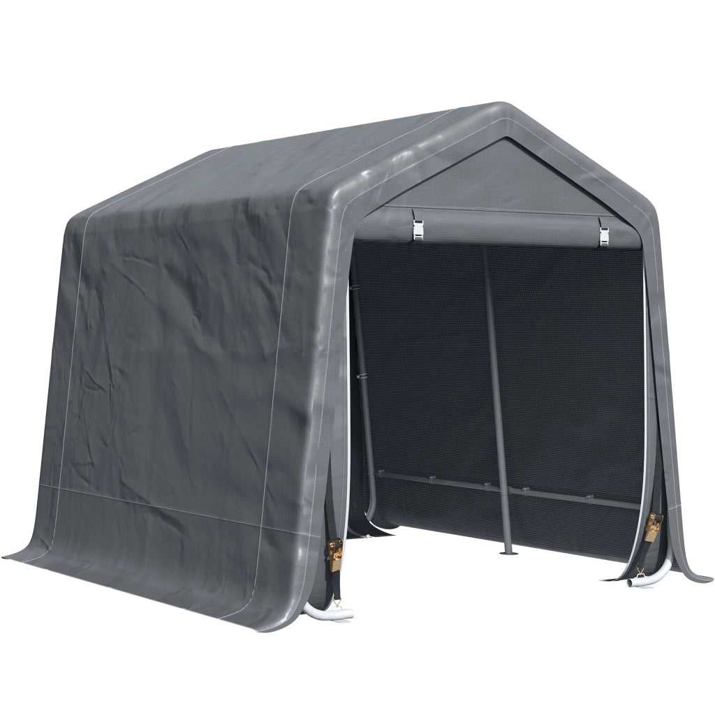 Tenda Garage 240x200x202 cm per Veicoli e Biciclette in Metallo e Tessuto PE Grigio Scuro