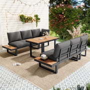 Banco da Giardino - Acciaio Galvanizzato - Tavolo in Plastica - Versione in Legno - Impermeabile all'Acqua