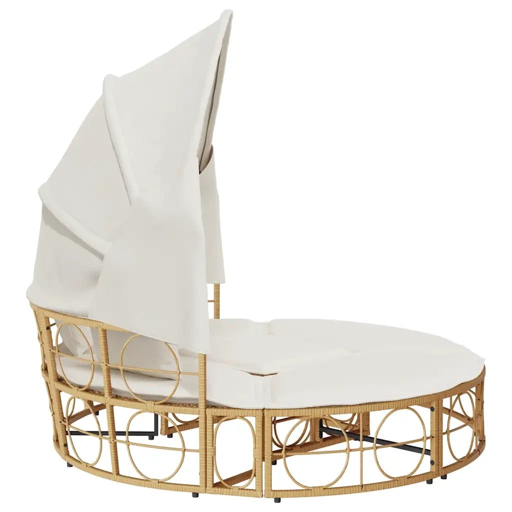 Lettino Prendisole Esterno Tetto e Cuscini in Polyrattan