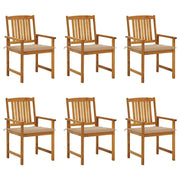 Sedie da Giardino con Cuscini 6 pz in Legno Massello di Acacia cod mxl 27244