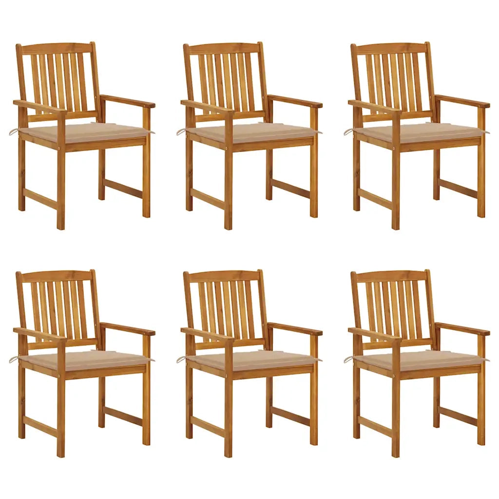 Sedie da Giardino con Cuscini 6 pz in Legno Massello di Acacia cod mxl 27244