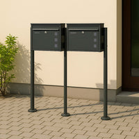 Set Cassetta postale doppia autoportante V12 antracite con telaio di supporto