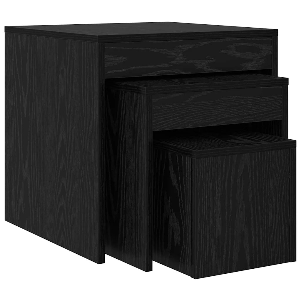 vidaXL Tavolini da salotto 3 pcs Rovere nero 45 x 45 x 45 cm