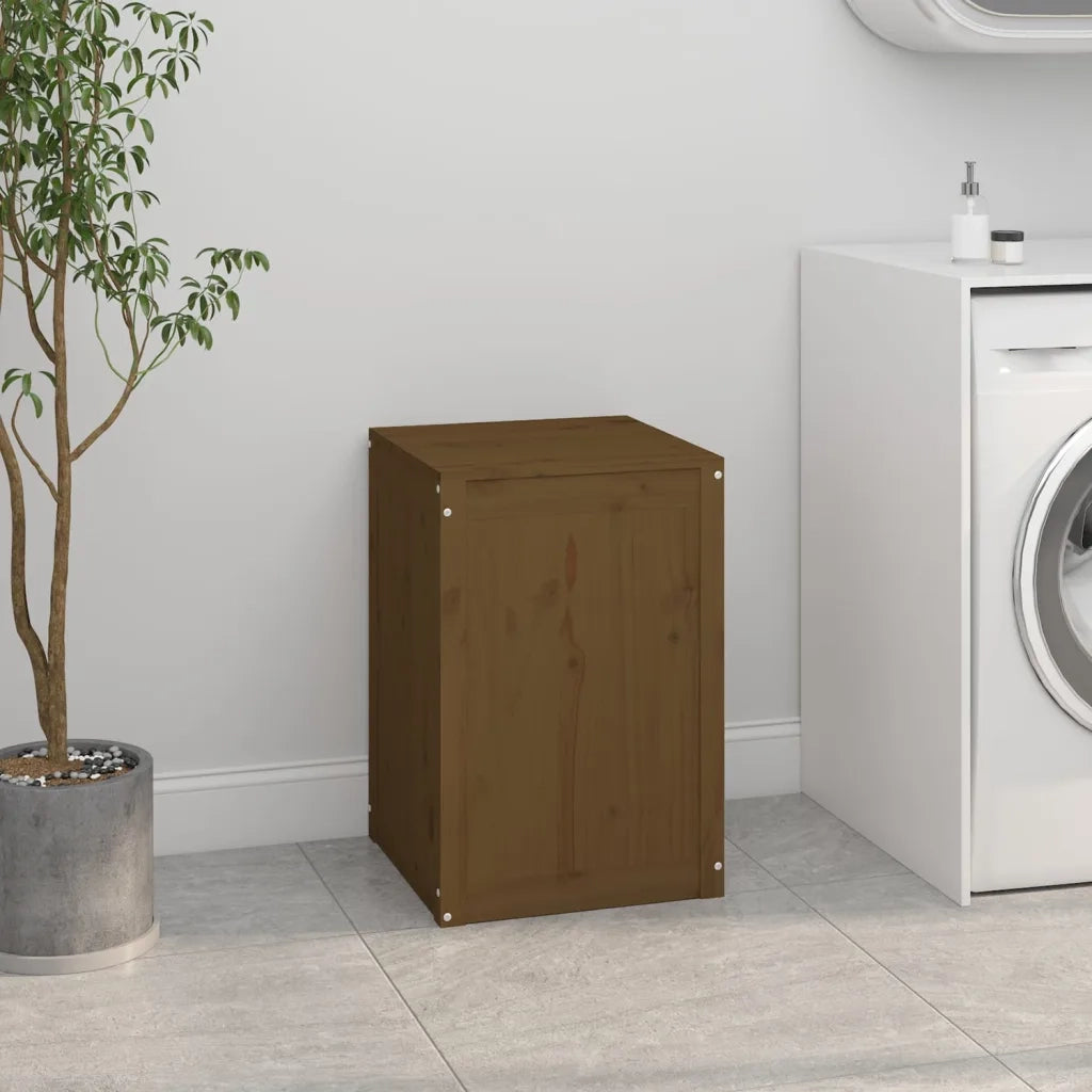 Contenitore per Bucato Ambra 44x44x66 cm Legno Massello Pino 823567