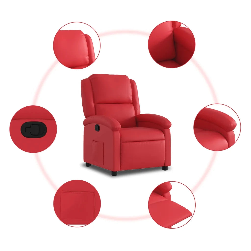 Poltrona | Sedia Relax Reclinabile Rossa in Similpelle