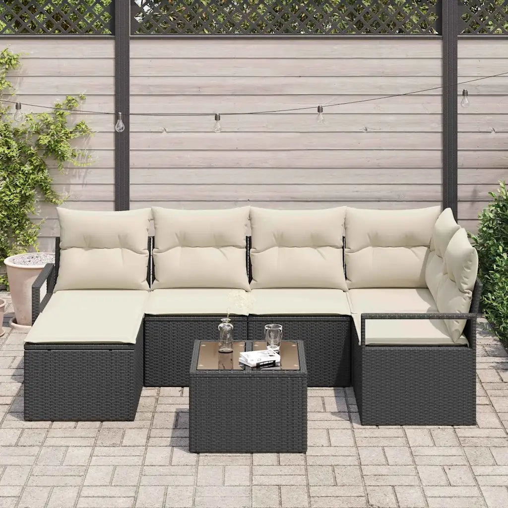 Set di divani 7 pcs Nero polyrattan 3346457